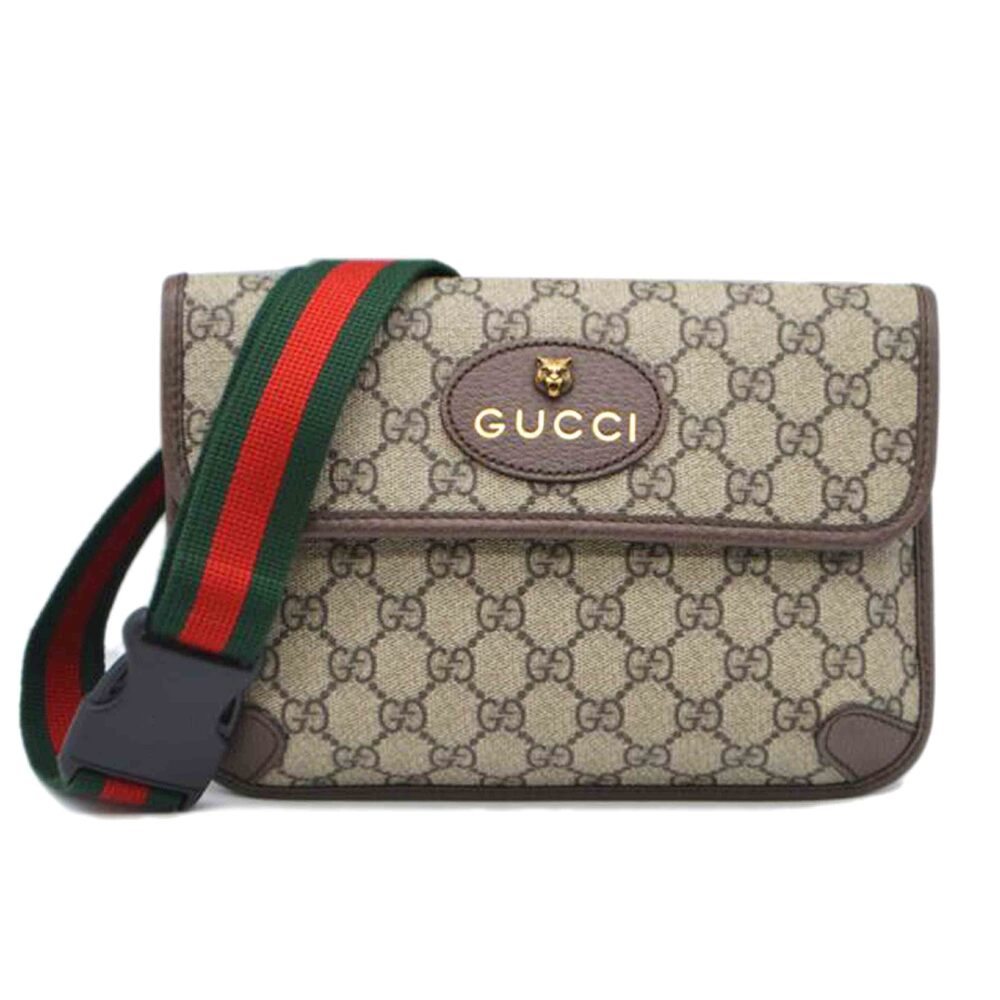 Gucci GG Supreme Neo Body Bag Crossbody Bag Canvas Leather Black Brown